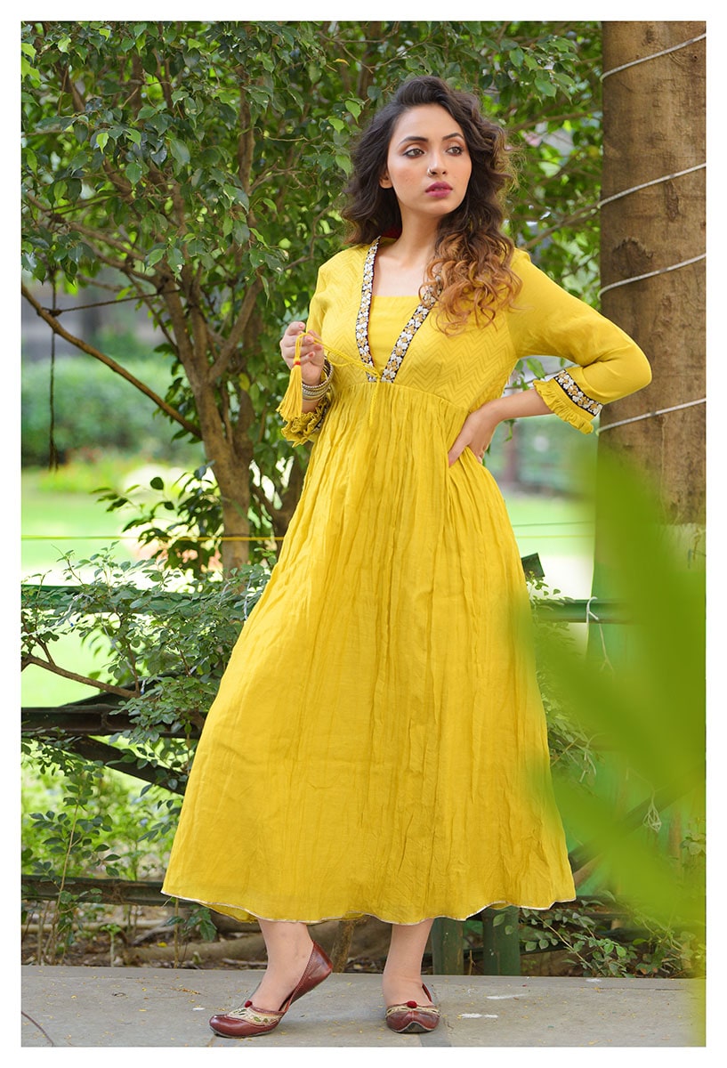 Green Chanderi dress