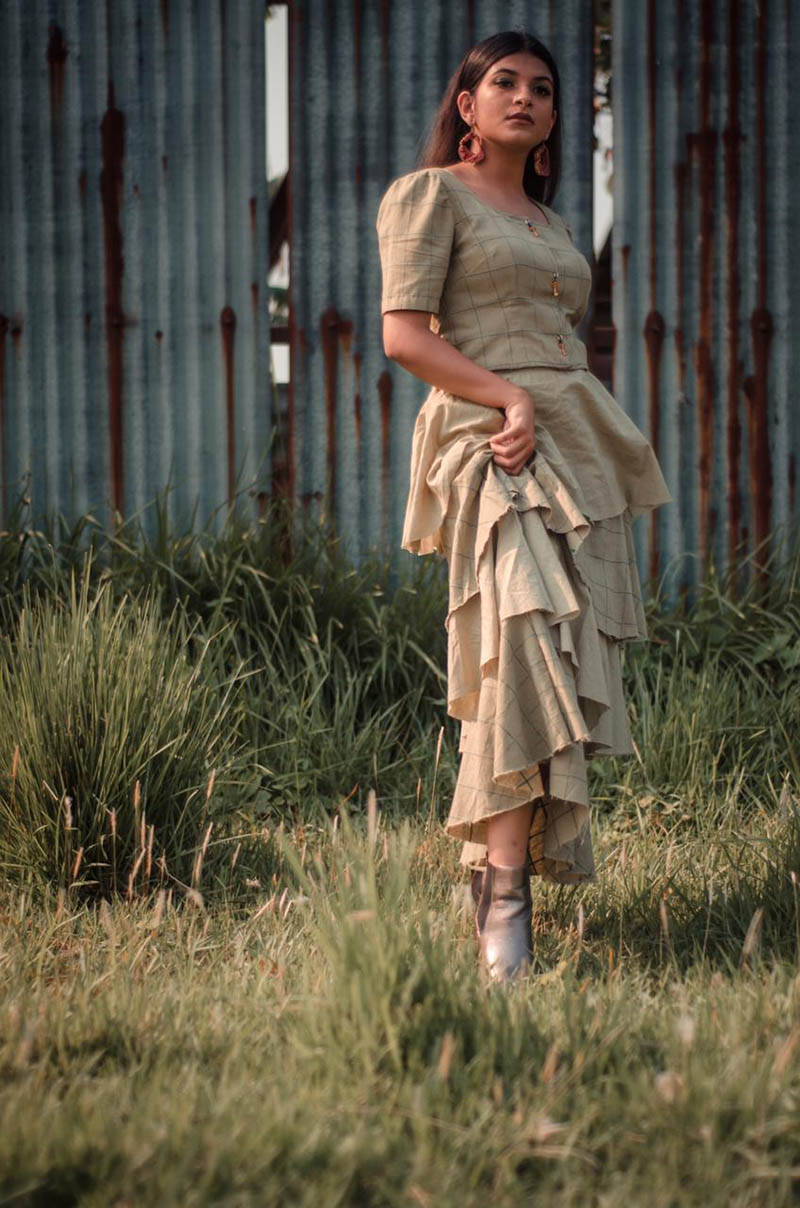 Ruffle skirt with a blouse