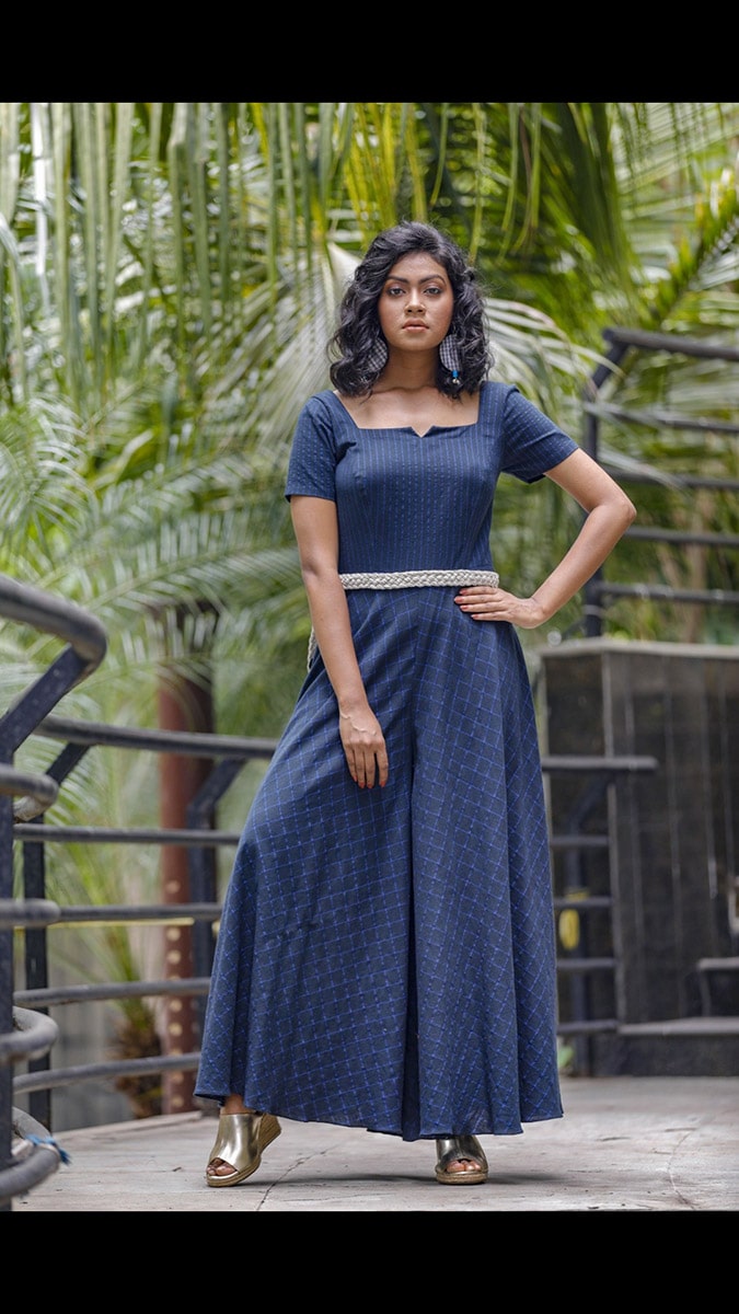 Blue Fit & flared jumpsuit