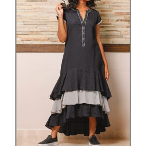 Black Handloom layered dress