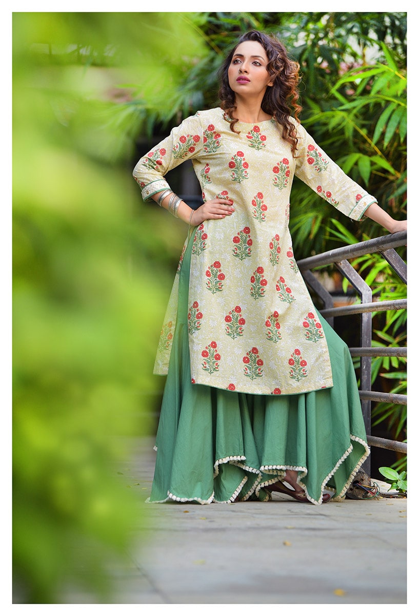 Printed kurti with palazzo