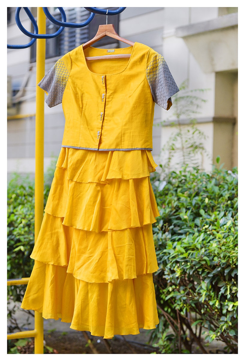 Ruffle skirt with a blouse