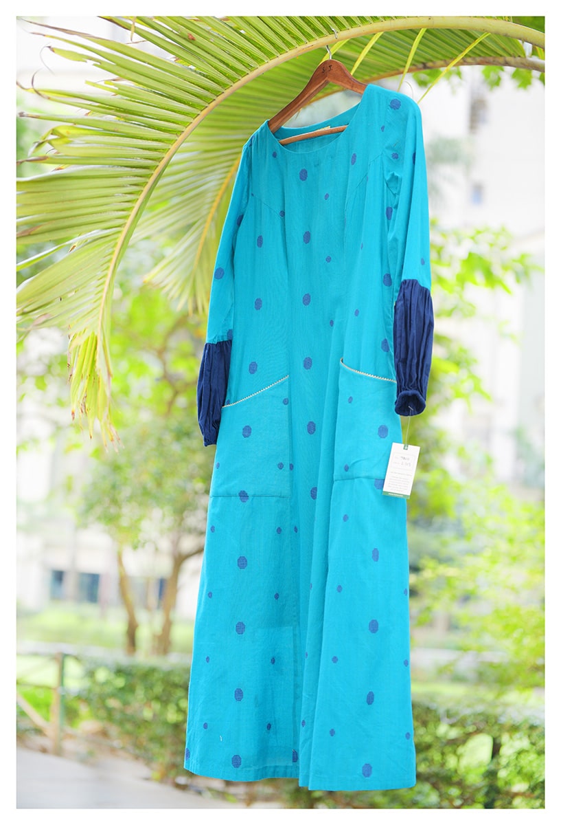 blue polka dot dress