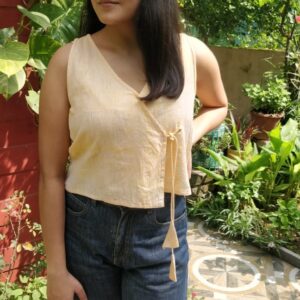 MUTE ORANGE HANDLOOM OVERLAP TOP WITH TIE UP