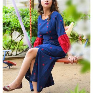 Navy blue polka dot dress