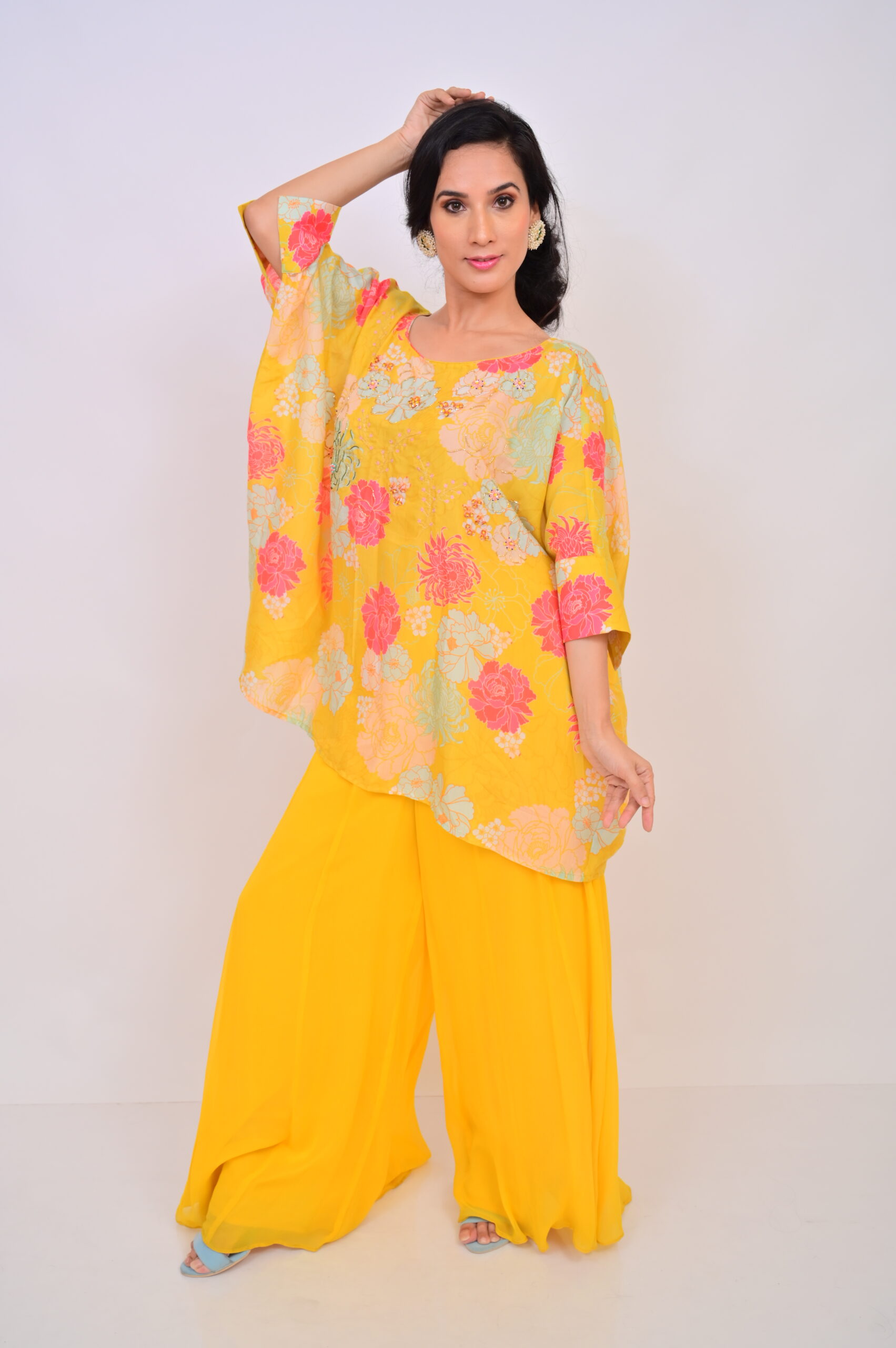 Floral Kaftan with Skirt pallazo