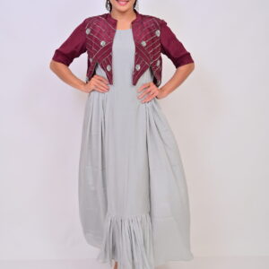 Long dress with embroidered jacket