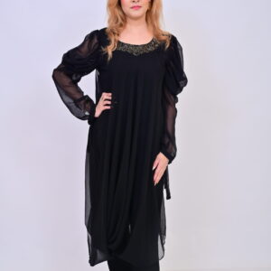 Cowl dress with pants