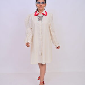 Tassel collar shirt dress